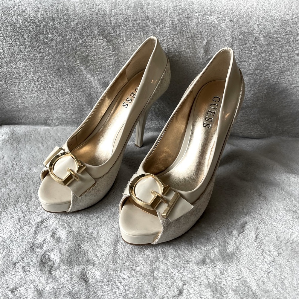 GUESS Peep-toe Platform Stilettos Size 5.5 - Picture 1 of 8